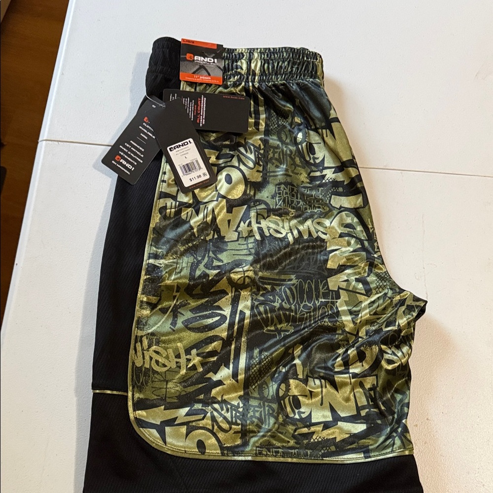 And1 Black and Gold Basketball Shorts